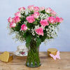 Pink Roses & Gypsophila