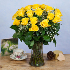 Yellow Roses & Gypsophila