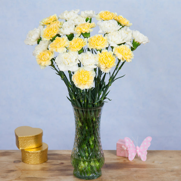 Yellow & White Carnations